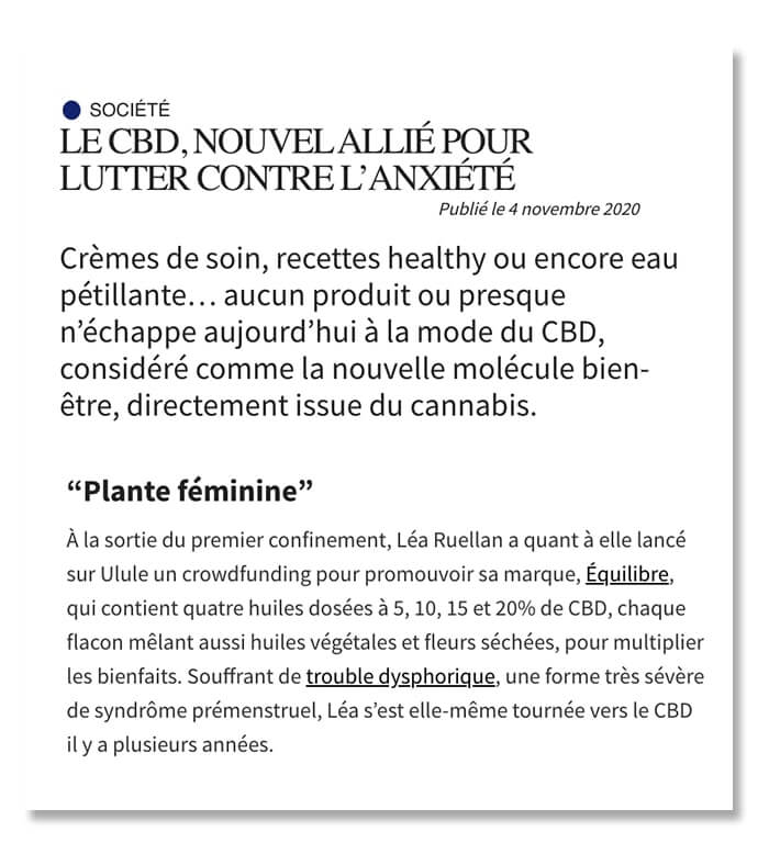 Interview Lea Ruellan, fondatrice Equilibre CBD dans magazine CHEEK