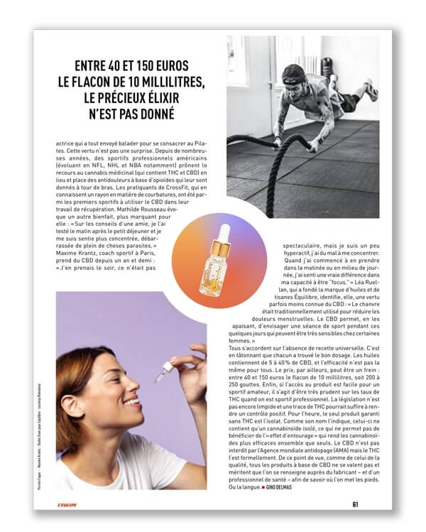 Article de presse de l'Equipe Sport sur le CBD