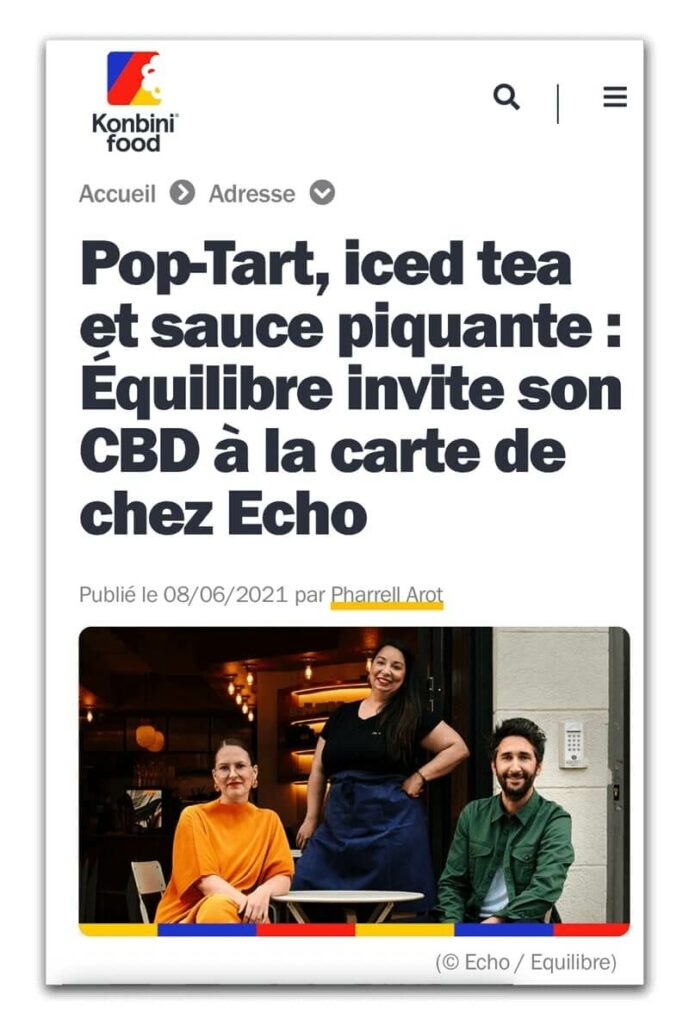 Article Konbini sur la collaboration entre le restaurant Echo et Equilibre CBD