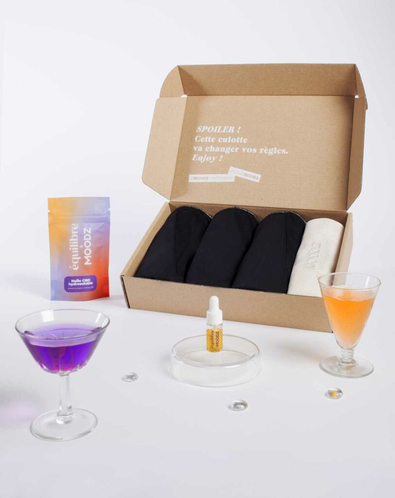 Pack biggy chill MOODZ de culottes menstruelles huile de CBD hydrosoluble